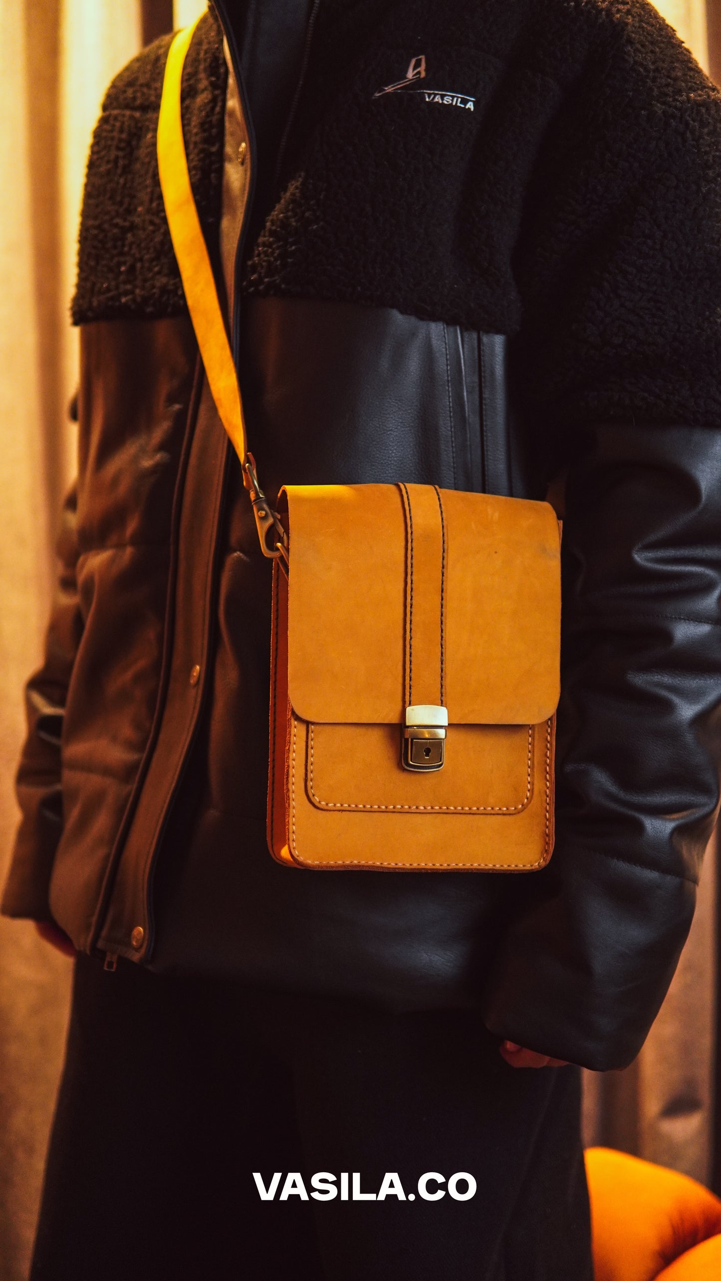 Vasila Leather Handmade Crossbody Bag - Waterproof