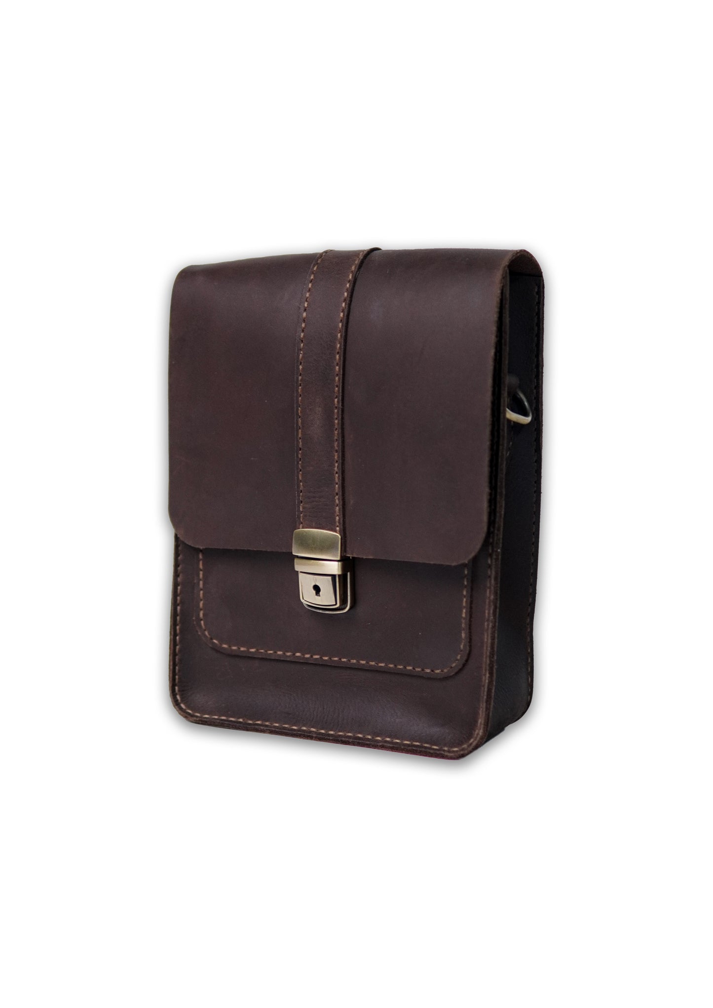 Vasila Leather Handmade Crossbody Bag - Chocolate Brown