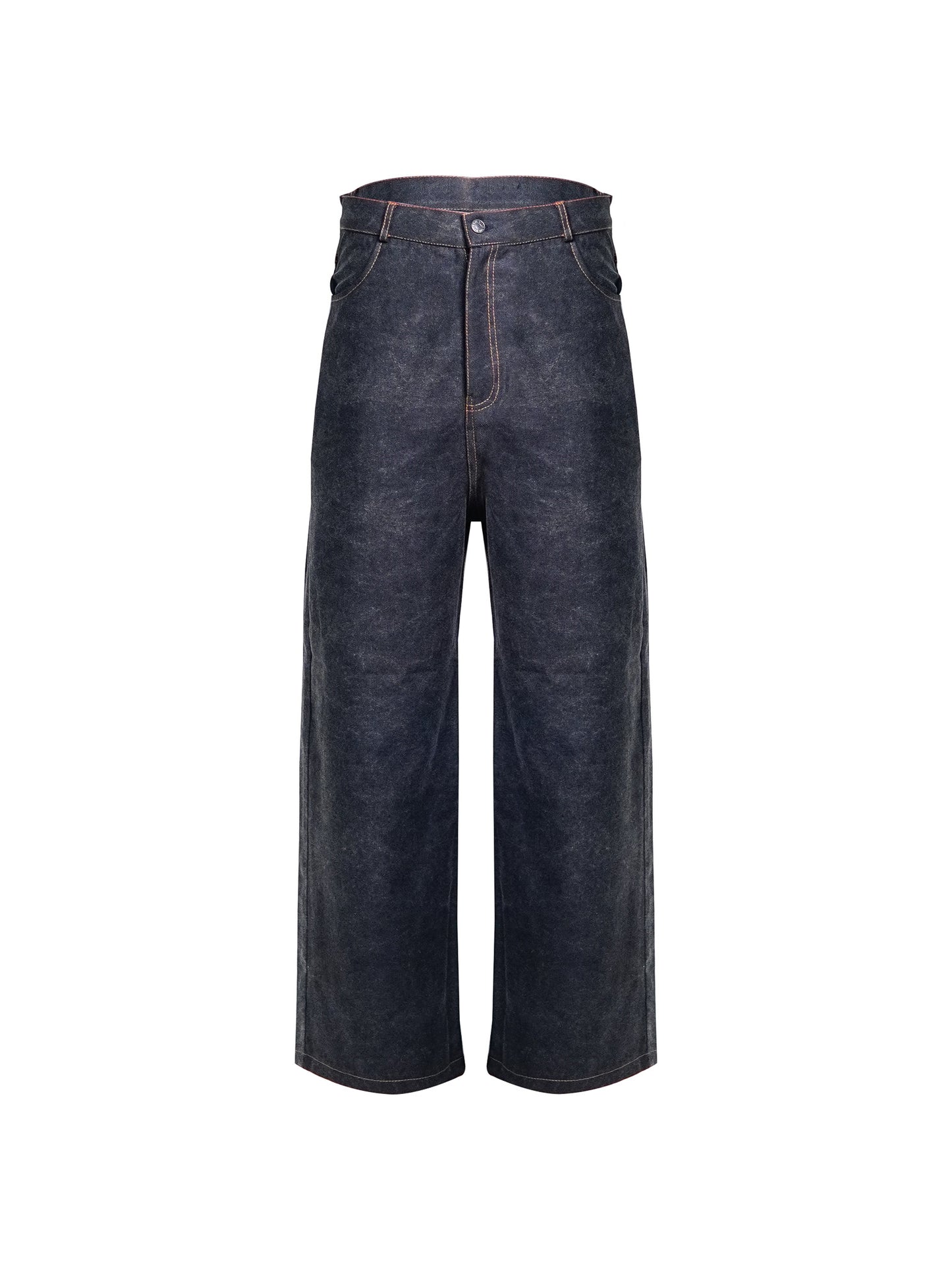 Black Acid Denim Pants - Relax Fit