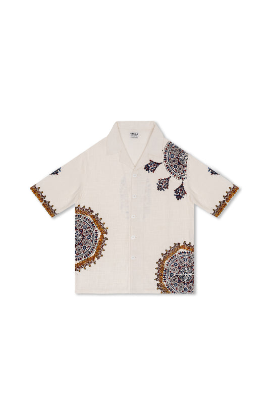 “Cosmic lotus” Button Down Half Sleeves Shirt