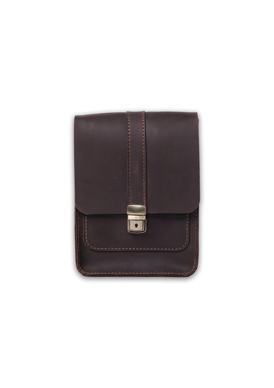 Vasila Leather Handmade Crossbody Bag - Chocolate Brown